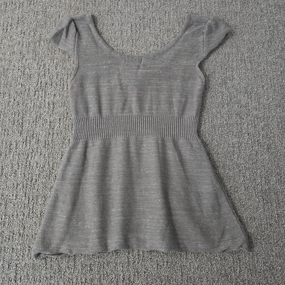 MKM Designs Y2K Gray Metallic Knit Empire Waist Sweater Top Women's M Cottage - Picture 6 of 6